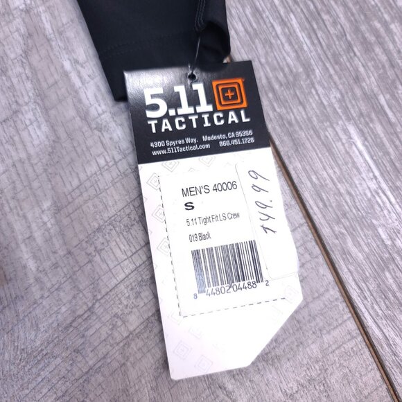 5.11 Tactical Shirt Mens Small Black Tight Fit Compression Long Sleeve Top - Picture 6 of 7